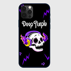 Чехол для iPhone 12 Pro Max Deep Purple неоновый череп, цвет: 3D-черный