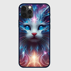 Чехол для iPhone 12 Pro Max Fantastic blue-eyed neon kitten, цвет: 3D-черный