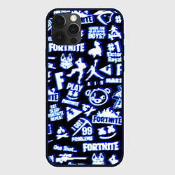 Чехол для iPhone 12 Pro Max Fortnite neon game steel, цвет: 3D-черный