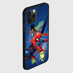 Чехол для iPhone 12 Pro Max Spider-man with a spider web, цвет: 3D-черный — фото 2