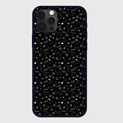 Чехол для iPhone 12 Pro Max Паттерн из радиодеталей, цвет: 3D-черный