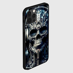 Чехол для iPhone 12 Pro Max Кибер череп в наушниках - нейроарт, цвет: 3D-черный — фото 2