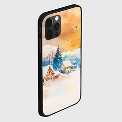 Чехол для iPhone 12 Pro Max Деревенский новогодний пейзаж, цвет: 3D-черный — фото 2