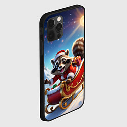 Чехол для iPhone 12 Pro Max Енот на санях, цвет: 3D-черный — фото 2