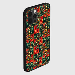 Чехол для iPhone 12 Pro Max Остролистный падуб и золотые шары, цвет: 3D-черный — фото 2