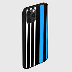 Чехол для iPhone 12 Pro Max Вертикальные полосы триколор синий, цвет: 3D-черный — фото 2
