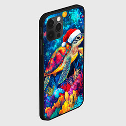 Чехол для iPhone 12 Pro Max Морская черепаха в шапке Санты, цвет: 3D-черный — фото 2