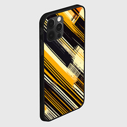 Чехол для iPhone 12 Pro Max Жёлтые диагональные полосы на чёрном фоне, цвет: 3D-черный — фото 2