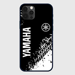 Чехол для iPhone 12 Pro Max Yamaha - следы от шин, цвет: 3D-черный