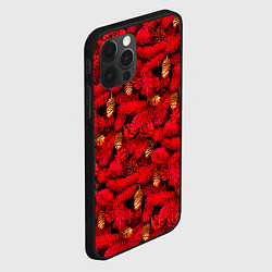 Чехол для iPhone 12 Pro Max Красная елка с золотыми шишками, цвет: 3D-черный — фото 2