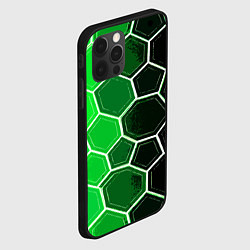 Чехол для iPhone 12 Pro Max Белые шестиугольники на чёрно-зелёном фоне, цвет: 3D-черный — фото 2