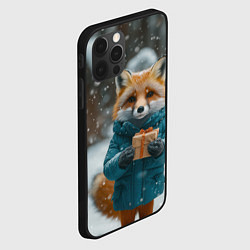 Чехол для iPhone 12 Pro Max Лисица держит подарок, цвет: 3D-черный — фото 2