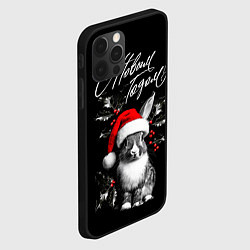 Чехол для iPhone 12 Pro Max Милый кролик в шапке Деда Мороза, цвет: 3D-черный — фото 2