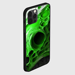Чехол для iPhone 12 Pro Max Зелёно-белая абстрактная структура, цвет: 3D-черный — фото 2