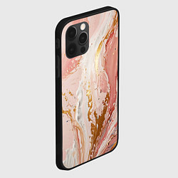 Чехол для iPhone 12 Pro Max Брызги розовых и золотых красок в хаотичных узорах, цвет: 3D-черный — фото 2