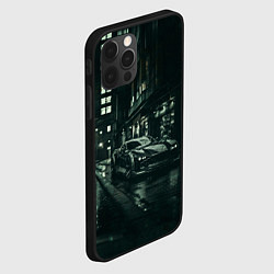 Чехол для iPhone 12 Pro Max Спорткар на тёмной улице, цвет: 3D-черный — фото 2