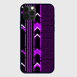 Чехол для iPhone 12 Pro Max Фиолетовые обои на чёрном фоне, цвет: 3D-черный