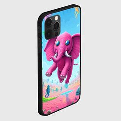 Чехол для iPhone 12 Pro Max Парящий в воздухе розовый слон - сюрреализм, цвет: 3D-черный — фото 2