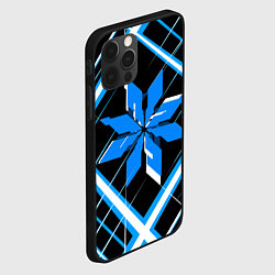 Чехол для iPhone 12 Pro Max Сине-белая звезда и полосы на чёрном фоне, цвет: 3D-черный — фото 2