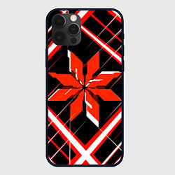 Чехол для iPhone 12 Pro Max Красно-белая звезда и полосы на чёрном фоне, цвет: 3D-черный
