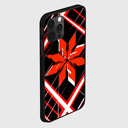 Чехол для iPhone 12 Pro Max Красно-белая звезда и полосы на чёрном фоне, цвет: 3D-черный — фото 2