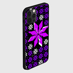Чехол для iPhone 12 Pro Max Фиолетово-белые звёзды на чёрном фоне, цвет: 3D-черный — фото 2