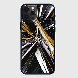 Чехол для iPhone 12 Pro Max Чёрно-жёлто-белая абстракция, цвет: 3D-черный