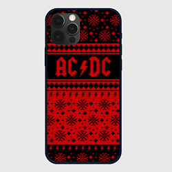 Чехол для iPhone 12 Pro Max ACDC christmas sweater, цвет: 3D-черный