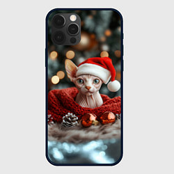 Чехол для iPhone 12 Pro Max Новогодний кот сфинкс, цвет: 3D-черный