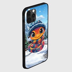 Чехол для iPhone 12 Pro Max Милая змейка на новогоднем фоне, цвет: 3D-черный — фото 2