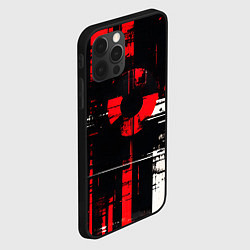Чехол для iPhone 12 Pro Max Красно-белый гранж на чёрном фоне, цвет: 3D-черный — фото 2
