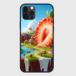 Чехол для iPhone 12 Pro Max Клубничная планета - нейроарт фантазия, цвет: 3D-черный