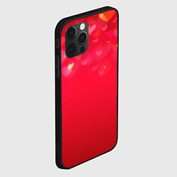 Чехол для iPhone 12 Pro Max Красный градиент с падающими сердечками, цвет: 3D-черный — фото 2