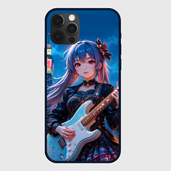 Чехол для iPhone 12 Pro Max Аниме девочка с электрогитарой, цвет: 3D-черный