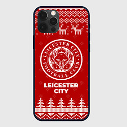 Чехол для iPhone 12 Pro Max Новогодний Leicester City с оленями, цвет: 3D-черный