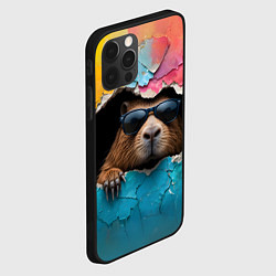 Чехол для iPhone 12 Pro Max Капибара в стене, цвет: 3D-черный — фото 2