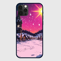 Чехол для iPhone 12 Pro Max Закат рождества, цвет: 3D-черный