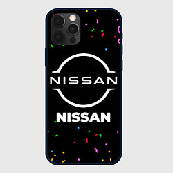 Чехол для iPhone 12 Pro Max Nissan конфети, цвет: 3D-черный