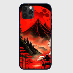 Чехол для iPhone 12 Pro Max Япония природа в красном цвете, цвет: 3D-черный