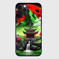 Чехол для iPhone 12 Pro Max Водопад японии и природа, цвет: 3D-черный