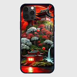 Чехол для iPhone 12 Pro Max Японская гора природа, цвет: 3D-черный