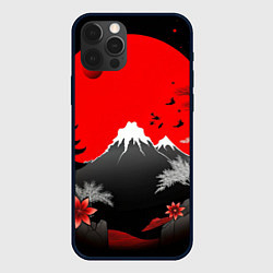 Чехол для iPhone 12 Pro Max Японская гора и красная луна, цвет: 3D-черный