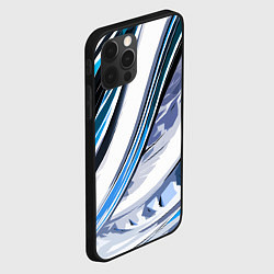 Чехол для iPhone 12 Pro Max Волнистая бело-синяя абстракция, цвет: 3D-черный — фото 2