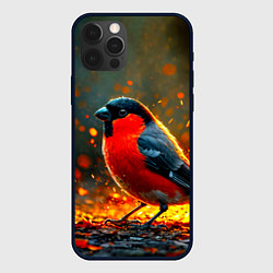 Чехол для iPhone 12 Pro Max Снегирь в огне, цвет: 3D-черный
