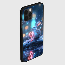 Чехол для iPhone 12 Pro Max Заяц с неоновым сердцем 14 февраля, цвет: 3D-черный — фото 2