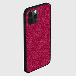 Чехол для iPhone 12 Pro Max Белые абстрактные каракули на красном, цвет: 3D-черный — фото 2