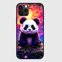 Чехол для iPhone 12 Pro Max Панда и космическое небо, цвет: 3D-черный