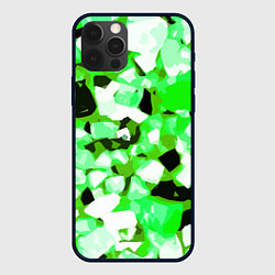 Чехол для iPhone 12 Pro Max Green and white abstraction on a black background, цвет: 3D-черный