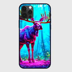 Чехол iPhone 12 Pro Max Лось в сереневом свете