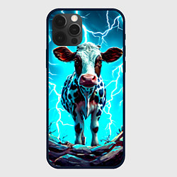 Чехол для iPhone 12 Pro Max Корова в разрядах молнии, цвет: 3D-черный